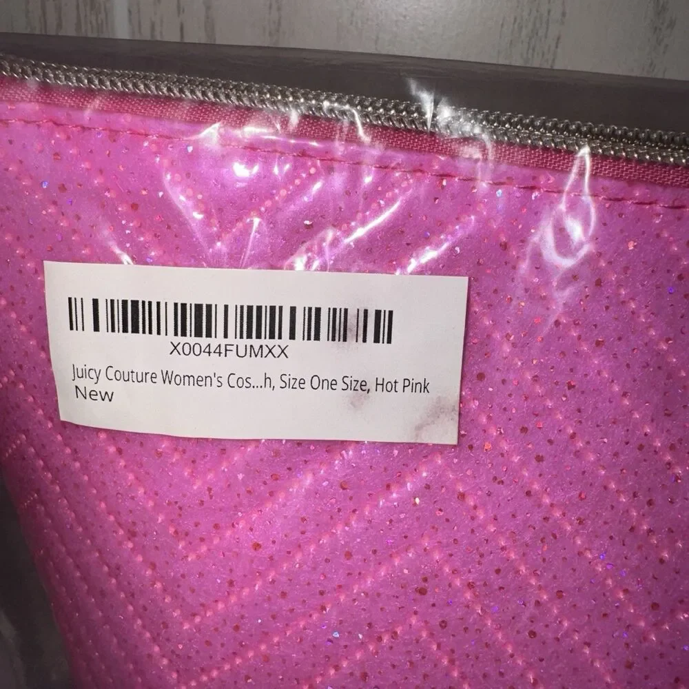 Juicy Couture Bright Pink Cosmetic Storage Zipper Style Purse New With Tags